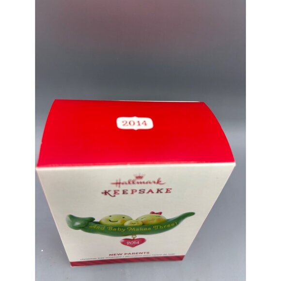 Hallmark Keepsake 2014 "New Parents" Ornament And Baby Makes Three Peas in a Pod - Picture 2 of 3